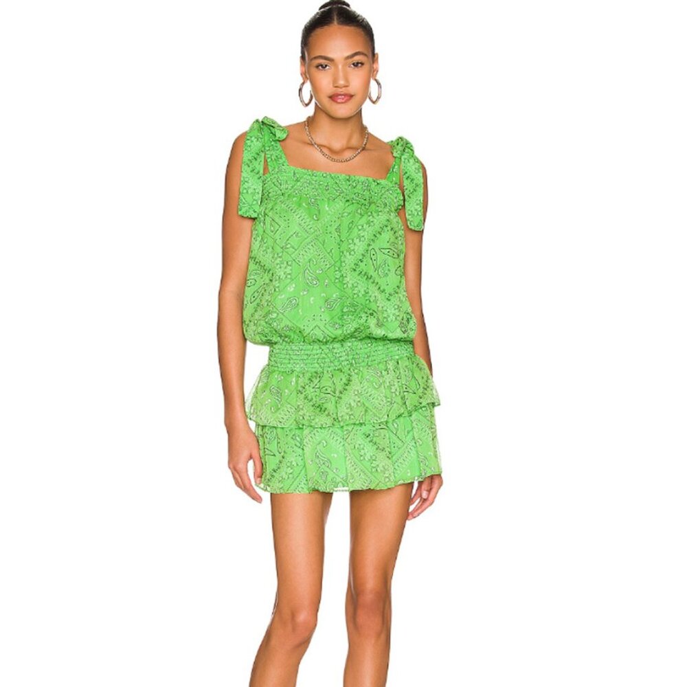 Amanda Uprichard Cotter dress in Green Bandana print - Size Small